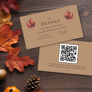 Simple Fall Terracotta Wedding QR Code Details Enclosure Card