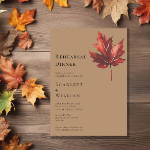 Simple Fall Terracotta Wedding Rehearsal Dinner Invitation