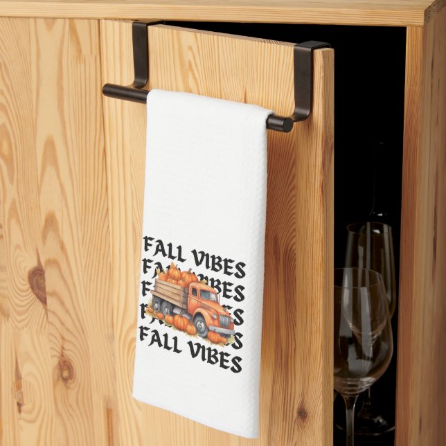 Simple Fall Themed Pumpkin | Cute Fall Vibes  Tea Towel (Thirds Fold)