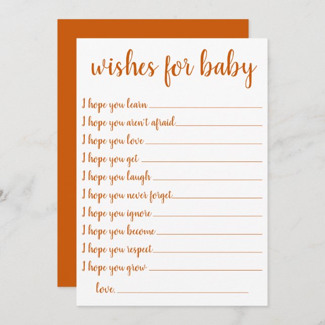 Simple Fall Wishes | Burnt Orange Keepsake Card (Front/Back)