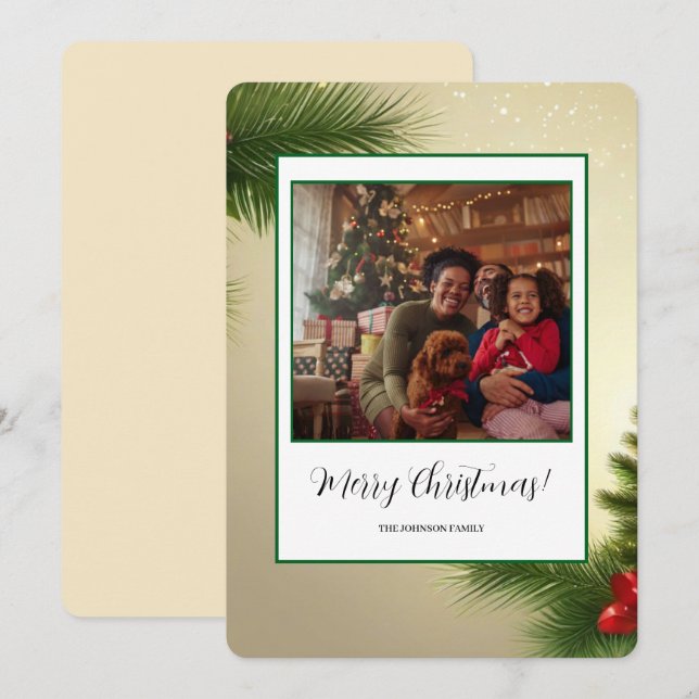 Simple Family Christmas Merry Christmas Holidays  Holiday Card (Front/Back)