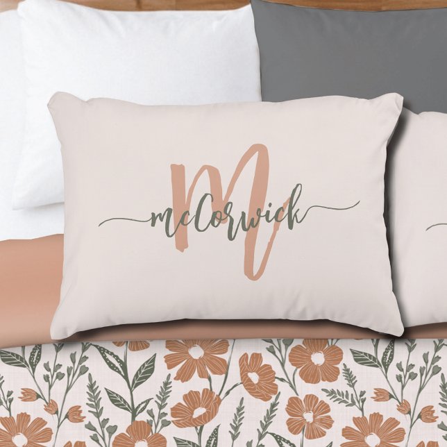 Simple Family Monogram Name Neutral Colour Decorative Cushion (Creator Uploaded)