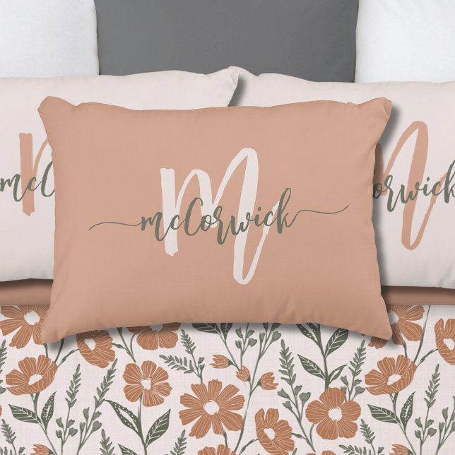 Simple Family Monogram Name Terracotta Decorative Cushion (Creator Uploaded)