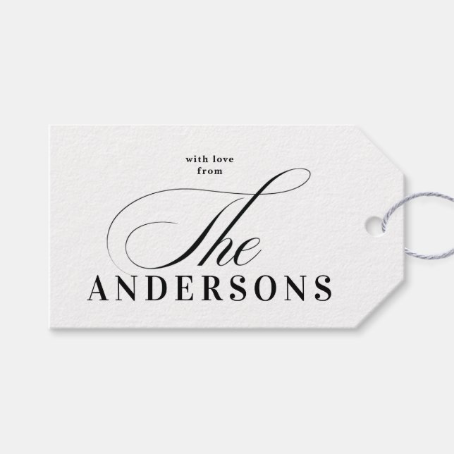 Simple Family Name Christmas Holiday Gift Tag (Front (Horizontal))