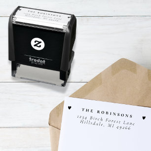 Simple Family Name & Hearts Return Address Self-inking Stamp