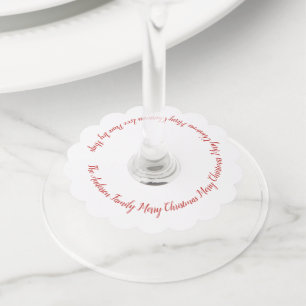 Simple Family Name Merry Christmas Wine Glass Tags