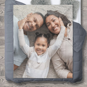 Simple Family One Photo Name Fleece Blanket