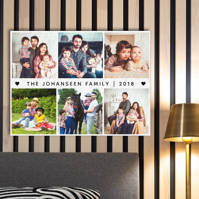 Simple Family Photo Collage Heart Typography  Canvas Print (Creator Uploaded)
