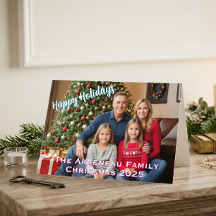 Simple Family Photo Happy Holidays Personalise Card