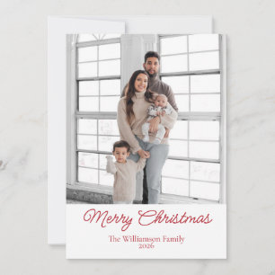 Simple Family Photo Merry Christmas Holiday  Card