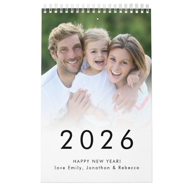 Simple Family Photo per Month Name 2026 Calendar (Cover)