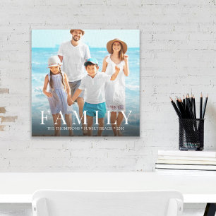 Simple Family Photo Typography Custom Canvas Print