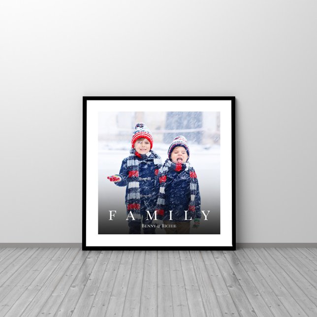 Simple Family Photo Typography Minimalist Vignette (Simple minimalist modern style photo square print with a simple white border. )