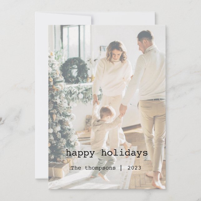 Simple family typewriter text merry christmas holiday card (Front)