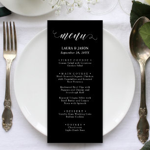 Simple Fancy Calligraphy Rustic Wedding Menu Cards