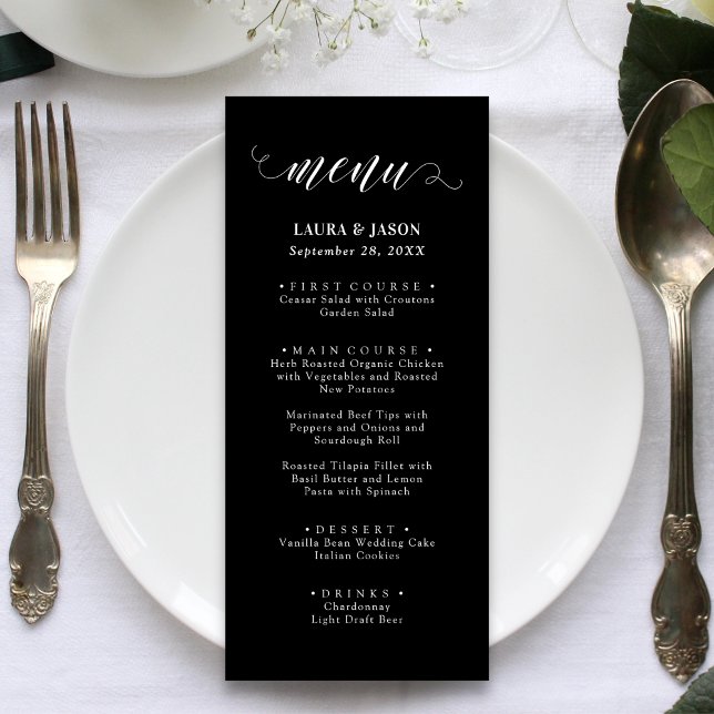 Simple Fancy Calligraphy Rustic Wedding Menu Cards (Creator Uploaded)