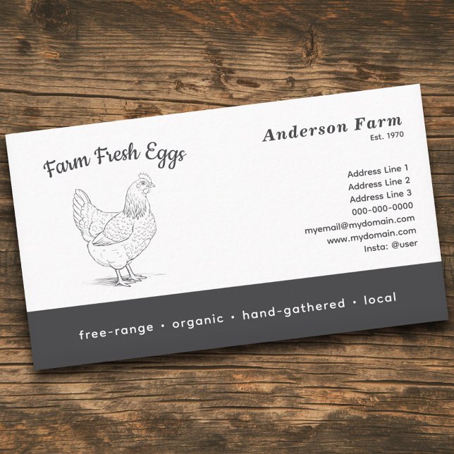 Simple Farm Fresh Eggs with Hen Business Card (Simple Farm Fresh Eggs with Hen Business Card)