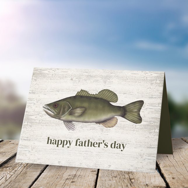 Simple Father's Day Vintage Rustic Fishing Bass Card (Creator Uploaded)