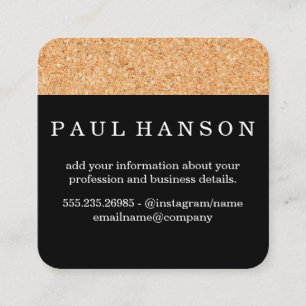 Simple Faux Cork Print Square Business Card