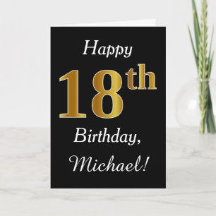 Simple Faux Gold 18th Birthday + Custom Name Card