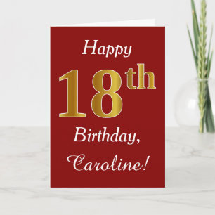 Simple Faux Gold 18th Birthday + Custom Name Card