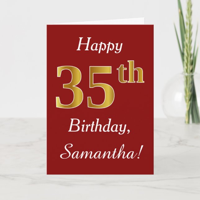 Simple Faux Gold 35th Birthday + Custom Name Card (Front)