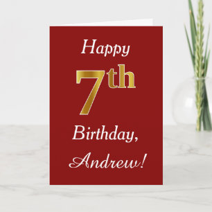 Simple Faux Gold 7th Birthday + Custom Name Card