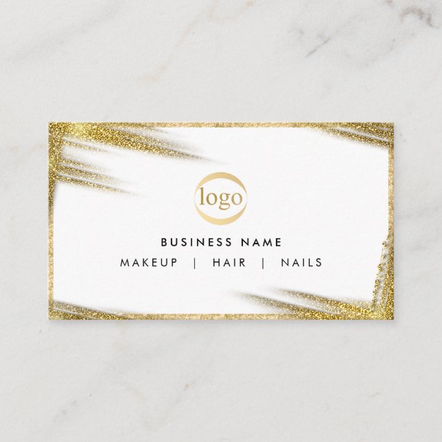Simple Faux Gold and White Professional Luxury Business Card (Front)