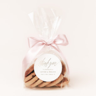 Simple Faux Gold Calligraphy Favour Wedding Classic Round Sticker