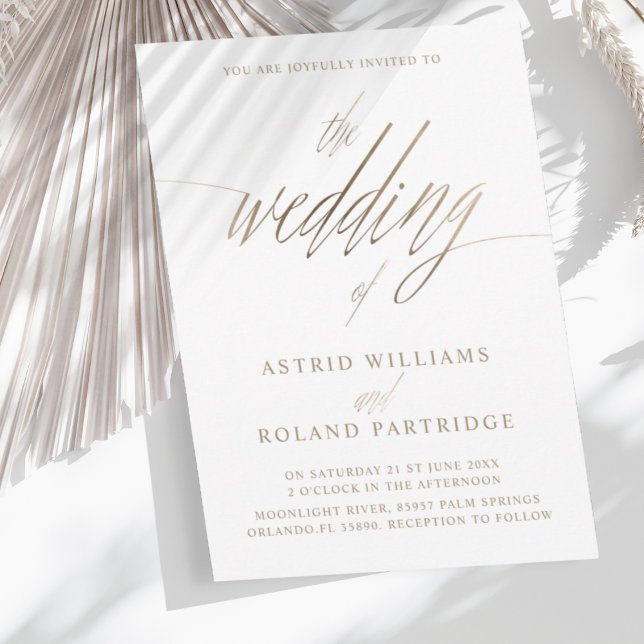 Simple Faux Gold Calligraphy the Wedding of Invitation (Creator Uploaded)