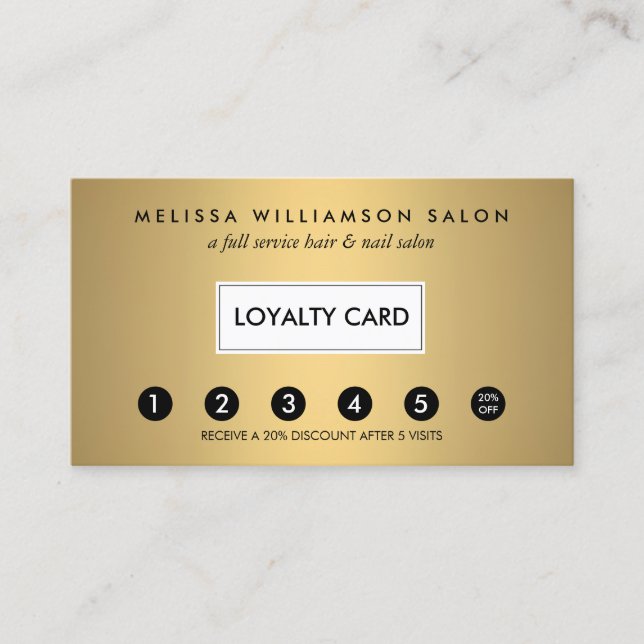 Simple Faux Gold Customer Loyalty Punch Card (Front)