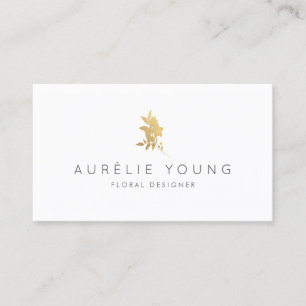 Simple Faux Gold Flower Bouquet Floral Designer Business Card