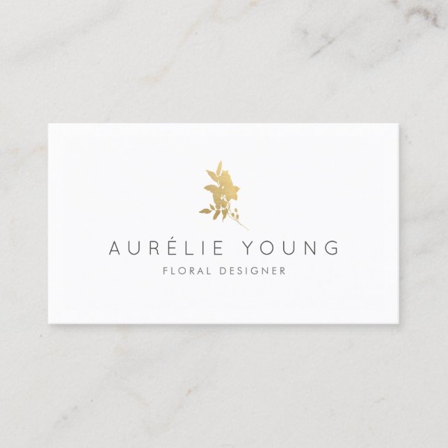 Simple Faux Gold Flower Bouquet Floral Designer Business Card (Front)