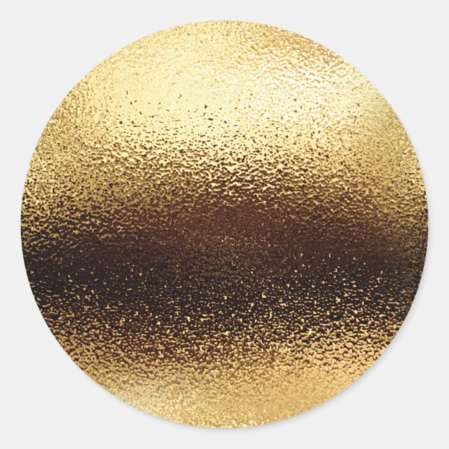 Simple Faux Gold Foil. Classic Round Sticker (Front)