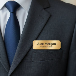 Simple Faux Gold Magnetic with Safety Pin Name Tag