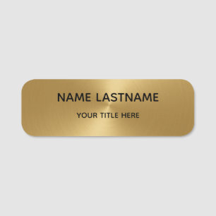 Simple Faux Gold Personalised Safety Pin or Magnet Name Tag