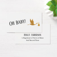 Simple Faux Gold Stork Gift Registry Enclosures