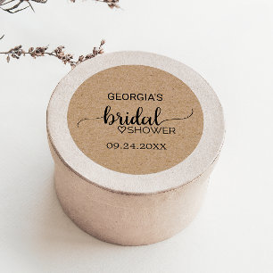 Simple Faux Kraft Calligraphy Bridal Shower Classic Round Sticker