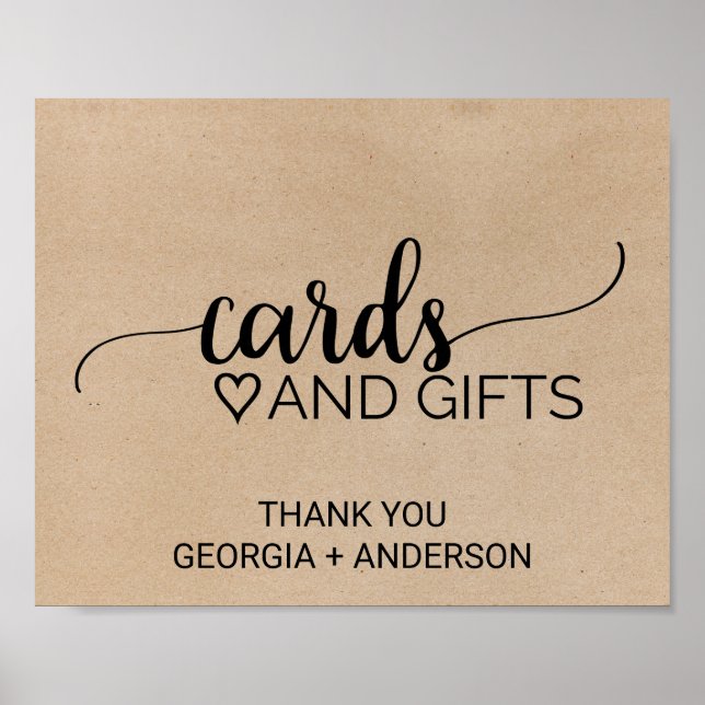 Simple Faux Kraft Calligraphy Cards and Gifts Poster (Front)