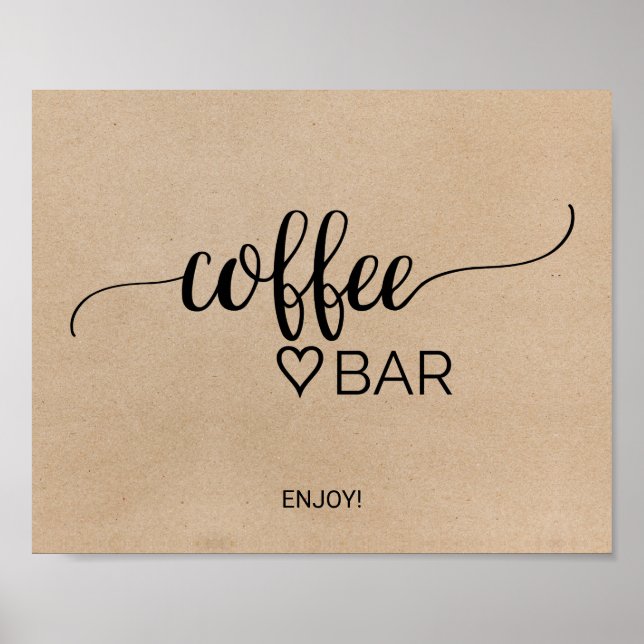 Simple Faux Kraft Calligraphy Coffee Bar Sign (Front)