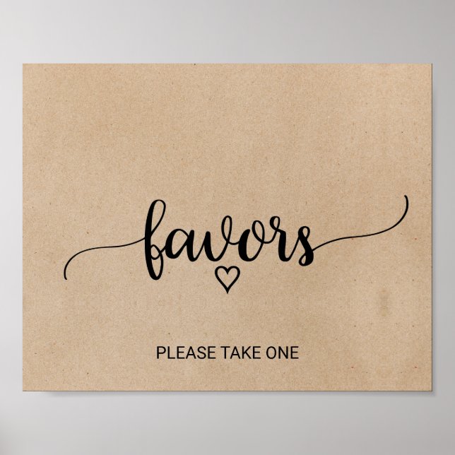 Simple Faux Kraft Calligraphy Favors Poster (Front)