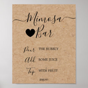 Simple Faux Kraft Calligraphy Mimosa Bar Sign