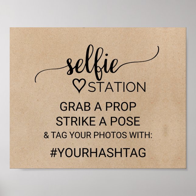 Simple Faux Kraft Calligraphy Selfie Station Sign (Front)