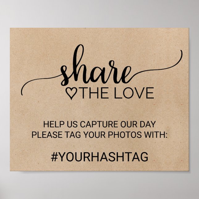 Simple Faux Kraft Calligraphy Share The Love Sign (Front)