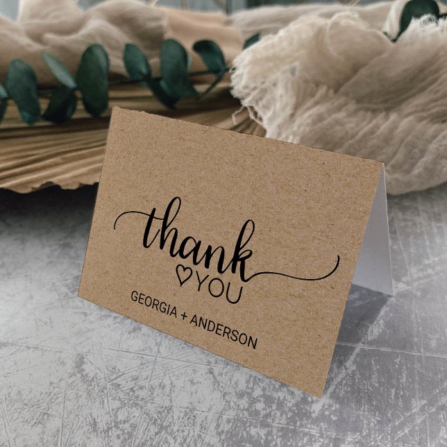 Simple Faux Kraft Calligraphy Thank You Card (Creator Uploaded)