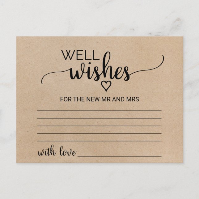 Simple Faux Kraft Calligraphy Well Wishes Cards (Front)