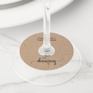 Simple Faux Kraft Don't Take My Drink I'm Dancing Wine Glass Tag