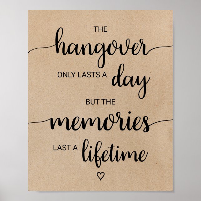 Simple Faux Kraft Hangover & Memories Sign (Front)