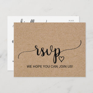 Simple Faux Kraft Menu Choice RSVP Postcard