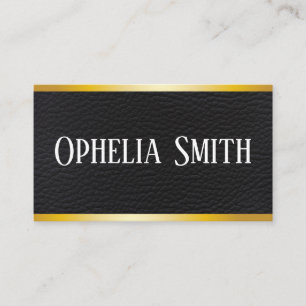 Simple / Faux Leather and Gold Trim Business Card